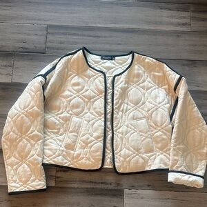 Elegant Quilted Bomber Jacket with Black Accents